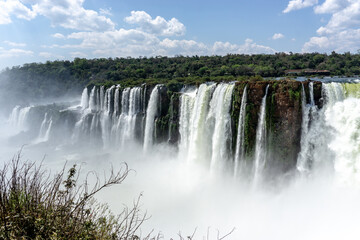 Fototapeta premium Iguazu Falls, located on the border of Argentina and Brazil, is the largest waterfall in the world.