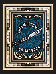 Whiskey label with old frames