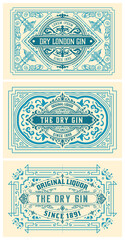 Set of 3 vintage labels for packing
