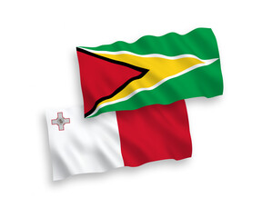 Flags of Malta and Co-operative Republic of Guyana on a white background