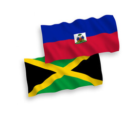Flags of Republic of Haiti and Jamaica on a white background