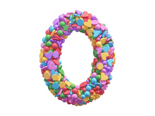 Colorful candy font. Number 0.