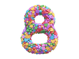 Colorful candy font. Number 8.