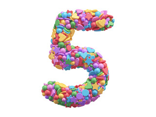 Colorful candy font. Number 5.
