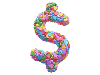 Colorful candy font. Dollar symbol.