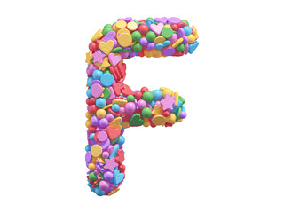 Colorful candy font. Letter F.