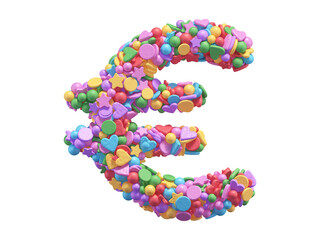 Colorful candy font. Euro symbol.