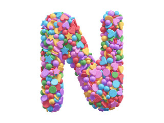Colorful candy font. Letter N.