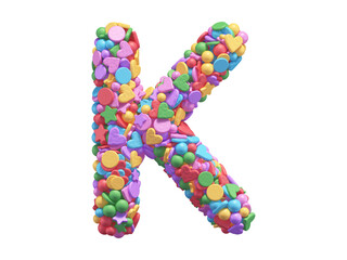Colorful candy font. Letter K.