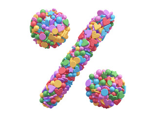 Colorful candy font. Percent symbol .