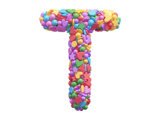 Colorful candy font. Letter T.