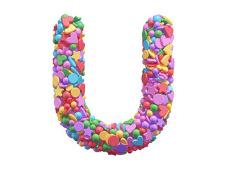 Colorful candy font. Letter U.