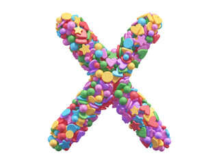 Colorful candy font. Letter X.