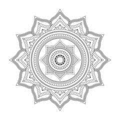 Isolated mandala in vector. Round line pattern. Vintage monochrome decorative element for coloring pages, tattoo, decoration
