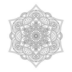 Isolated black mandala in vector. Round flower unpainted pattern. Vintage monochrome element for coloring pages and design