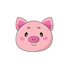 Cute cartoon vector pig isolated clipart. Farm animal illustration design