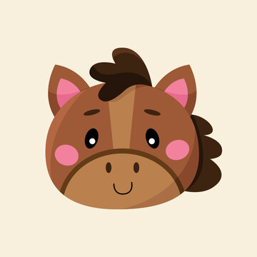 recommend clip art: Cute cartoon vector horse isolated clipart. Farm animal illustration design