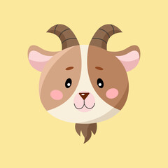 Cute cartoon vector goat isolated clipart. Farm animal illustration design