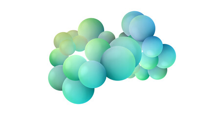 Realistic multicolor bubbles. 3d. Turquoise sphere. Abstract. White background. Isolated. Vector stock illustration.