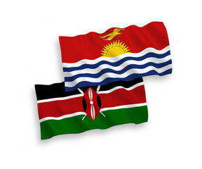 Flags of Republic of Kiribati and Kenya on a white background