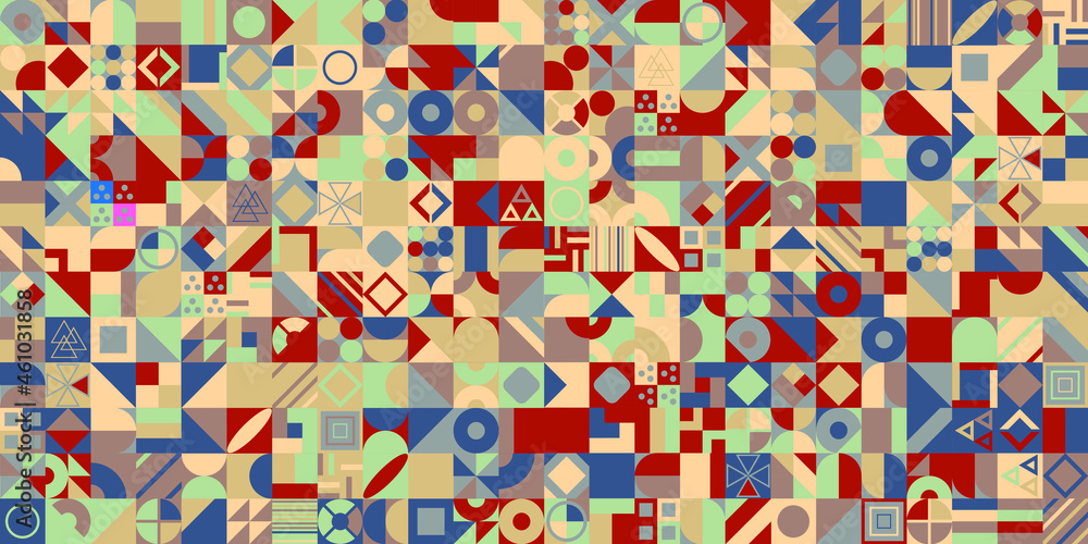 Poster retro pattern of different shapes. colorful vector mosaic backdrop. geometric hipster retro backgrou