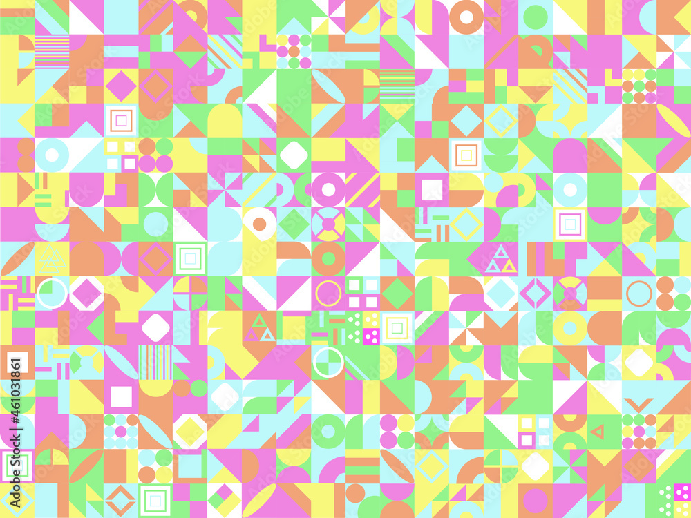 Poster retro pattern of different shapes. colorful vector mosaic backdrop. geometric hipster retro backgrou