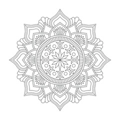Isolated mandala in vector. Round line pattern. Vintage monochrome decorative element. Ornament in ethnic oriental style. For coloring pages