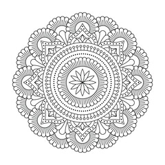 Vector black mandala isolated on white background. Vintage oriental ornament. Good for card design, coloring books