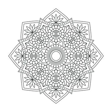 Isolated mandala in vector. Round line pattern. Vintage monochrome decorative element for cards, coloring pages