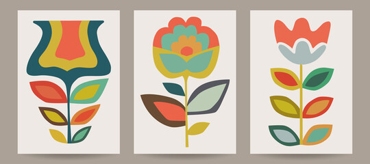 Poster with abstract flowers. Eps10 vector design.