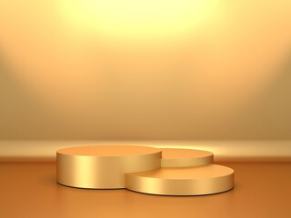 Golden luxurious pedestal or blank podium