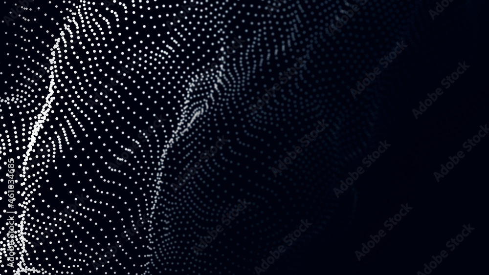 Aufkleber Futuristic dots background. Abstract technology background. Big data digital code. 3d rendering.