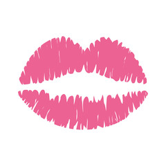 Lipstick kiss isolated on white background. Lipstick kiss for t shirt and label. Beauty concept, vector illustration