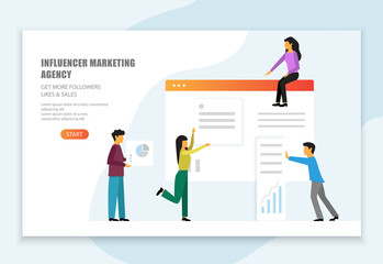 Fototapeta premium Website page design template. For web site, app, banner, ux and ui. Concept for digital marketing, business strategy, web template design and landing page. Creative website page, vector illustration