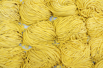 Closeup of raw fresh homemade pasta.