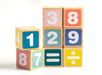 Math number colorful on white background, education study mathematics learning teach concept.