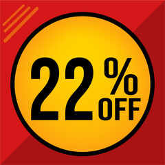 22 percent off. twenty-two percent off. Red background.