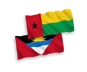 Flags of Republic of Guinea Bissau and Antigua and Barbuda on a white background