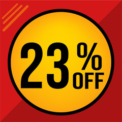 23 percent off. twenty-three percent off. Red background.