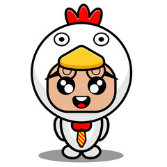 vector illustration of cartoon character mascot costume farm animal cute chicken businessman
