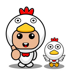 vector illustration of cartoon character mascot costume animal poultry chicken with chicks