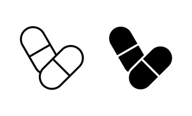 Pills icons set. capsule icon. Drug sign and symbol