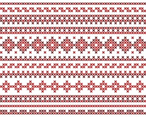 Cross stitch ornament in folk style. Seamless vector pattern.