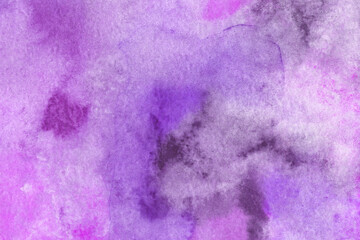 Monochrome watercolor texture. Abstract hand-drawn background in purple colors.