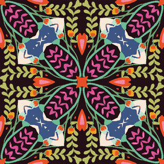Vector abstract symmetrical ornamental kaleidoscope seamless pattern