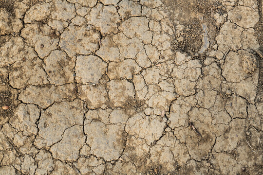 Terre craquel&eacute;e et seche vu du dessus
