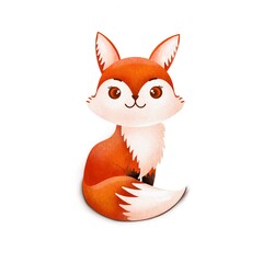 Cartoon cute fox isolated on white background for print, wallpaper, postcards, textiles. Animal character design.