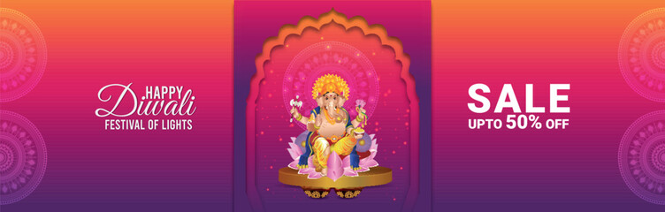 Indian festival of happy dhanteras celebration banner