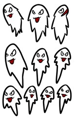 cute ghost cartoon on white background