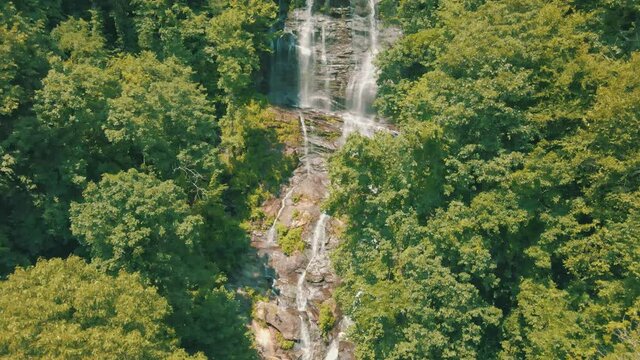 Epic drone footage of Amicalola Falls, the largest waterfall in all of Georgia &ndash; towering over you at 729 feet